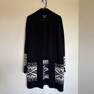 Bloomingdale's Black Merino Wool cashmere open Cardigan women’s medium